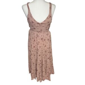 Dress Forum LA Pink Floral Tie Back‎ Midi Dress Womens S Cottage Garden Romantic